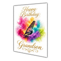 Happy Birthday Grandson Windsurfing Colour Splash Greeting Card A5