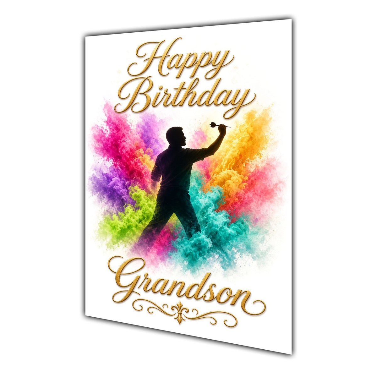 Happy Birthday Grandson Darts Colour Splash Greeting Card A5