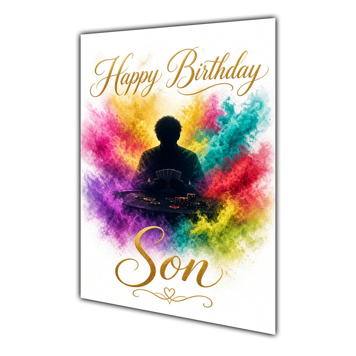 Happy Birthday Son Poker Cards Colour Splash Greeting Card A5
