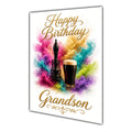 Happy Birthday Grandson Beer Colour Splash Greeting Card A5