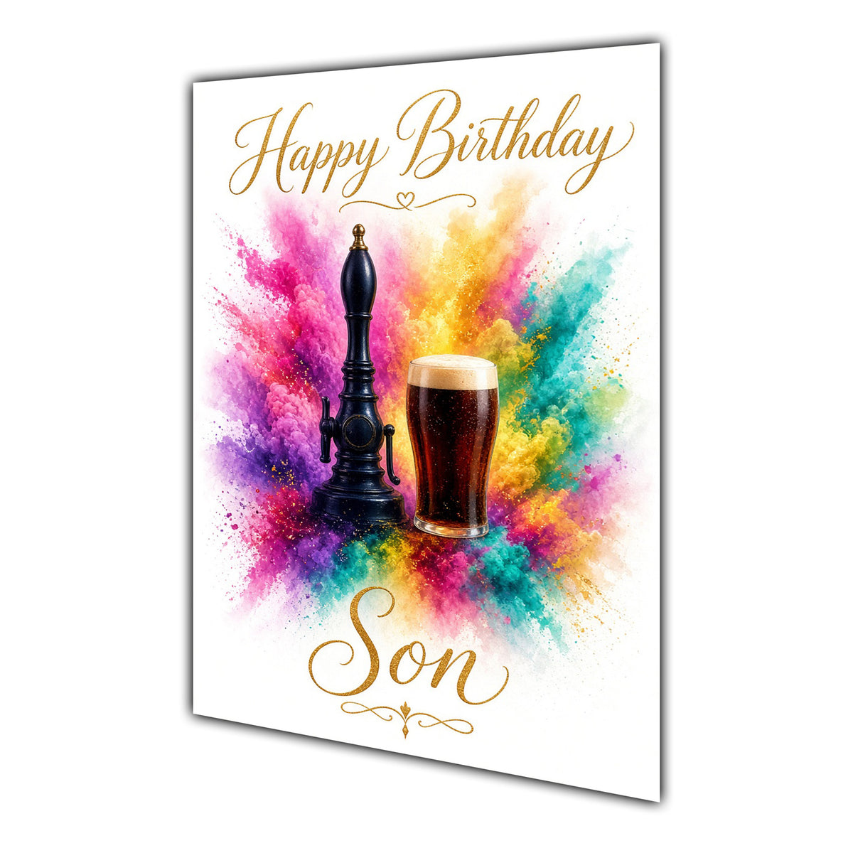 Happy Birthday Son Craft Ale Lager Beer Colour Splash Greeting Card A5