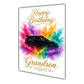 Happy Birthday Grandson Sports Car Colour Splash Greeting Card A5