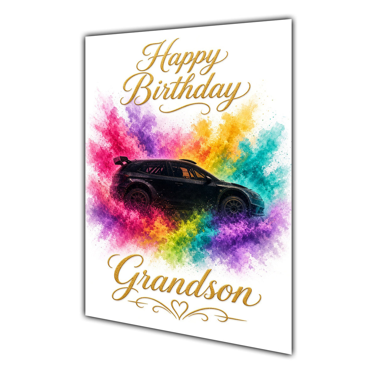Happy Birthday Grandson Sports Car Colour Splash Greeting Card A5