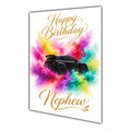 Happy Birthday Nephew Rally Car Colour Splash Greeting Card A5