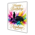 Happy Birthday Nephew Car Boy Racer Colour Splash Greeting Card A5