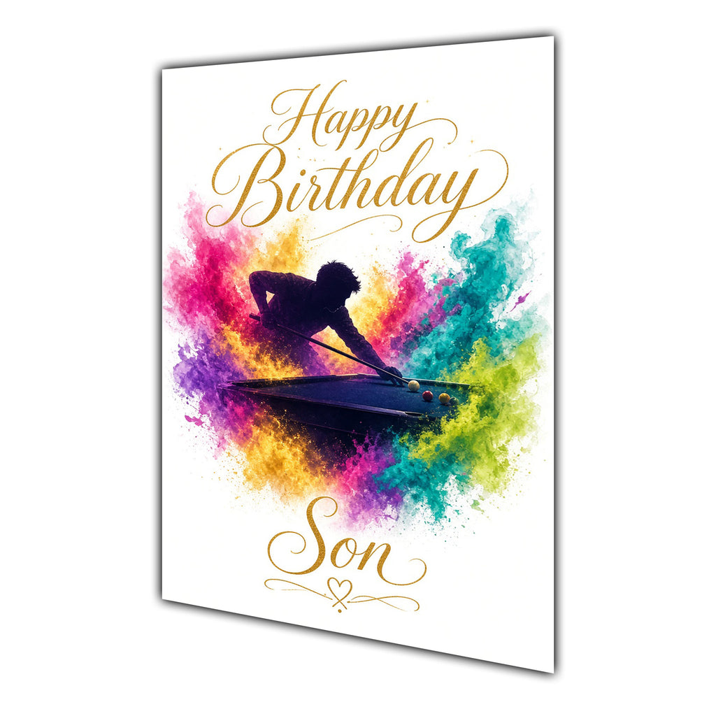 Happy Birthday Son Snooker Colour Splash Greeting Card A5