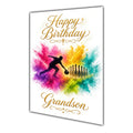 Happy Birthday Grandson Bowling Colour Splash Greeting Card A5