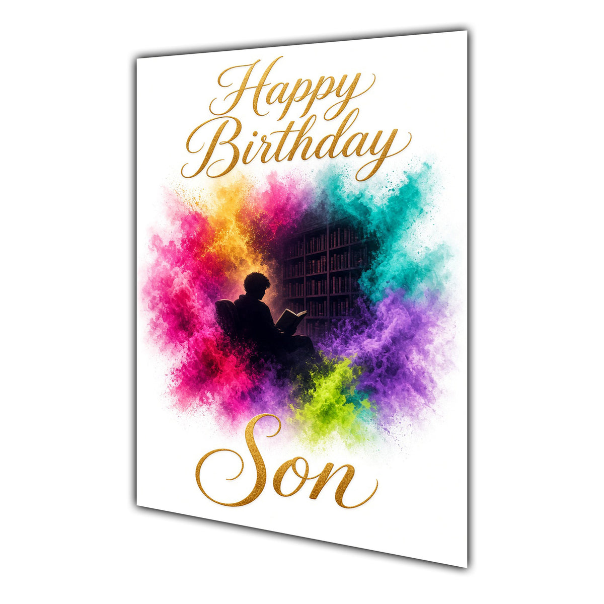Happy Birthday Son Piano Colour Splash Greeting Card A5