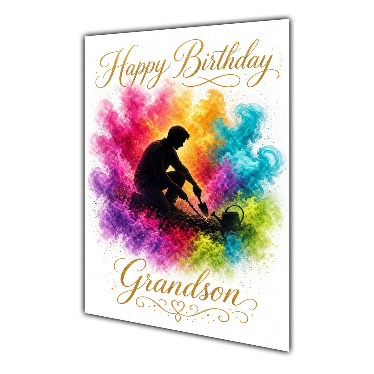 Happy Birthday Grandson Mountain Biking Colour Splash Greeting Card A5