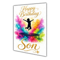 Happy Birthday Son Trampoline Colour Splash Greeting Card A5