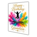 Happy Birthday Grandson Trampoline Colour Splash Greeting Card A5