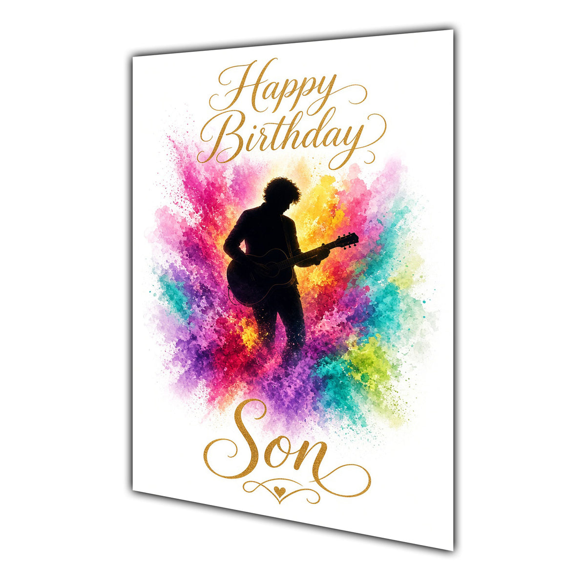 Happy Birthday Son Guitar Music Colour Splash Greeting Card A5