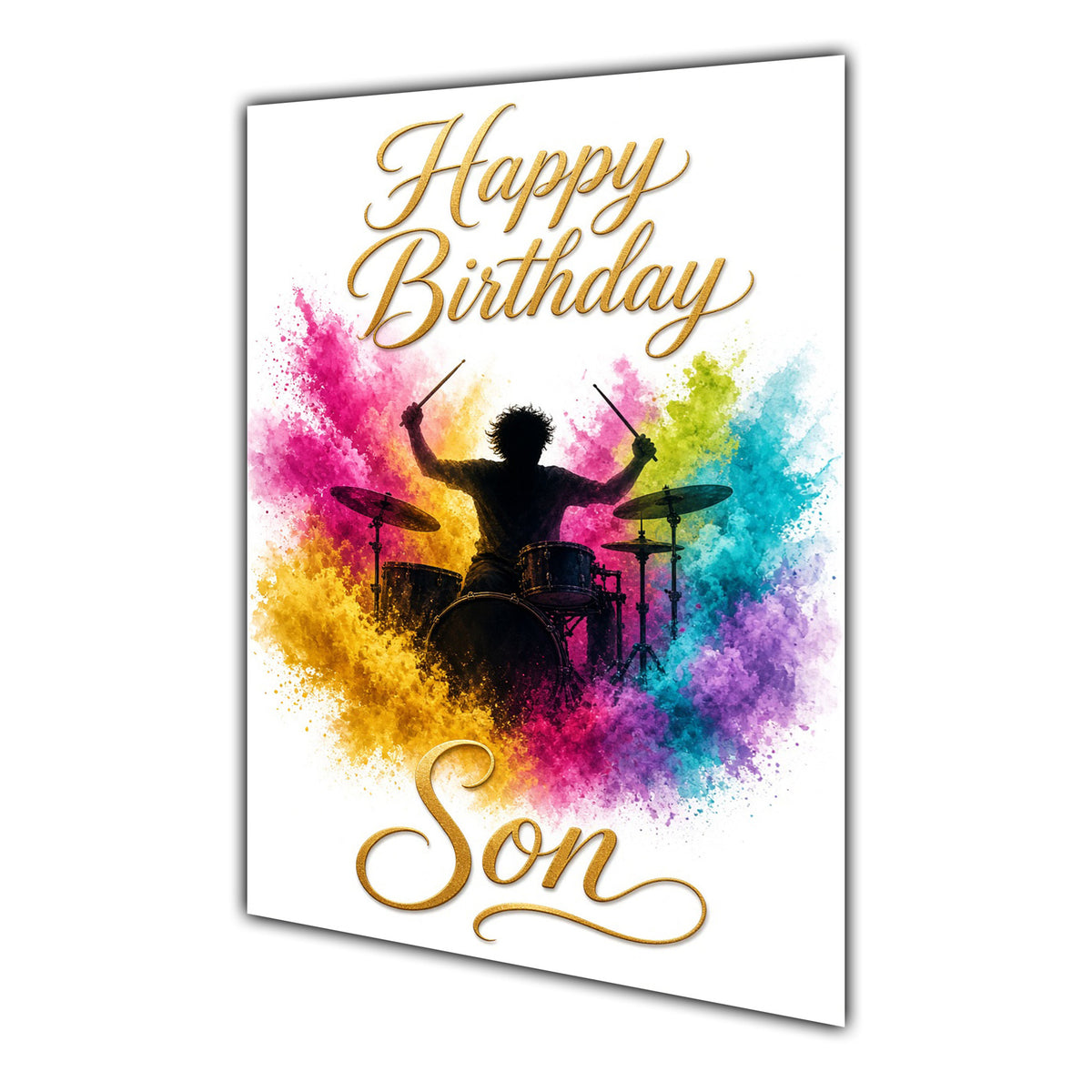 Happy Birthday Son Drums Colour Splash Greeting Card A5
