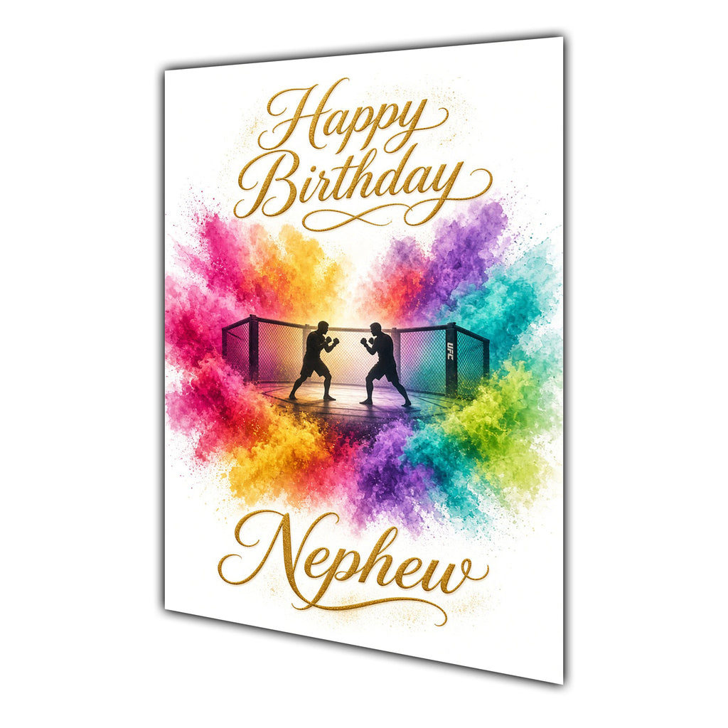 Happy Birthday Nephew MMA Fighting Colour Splash Greeting Card A5