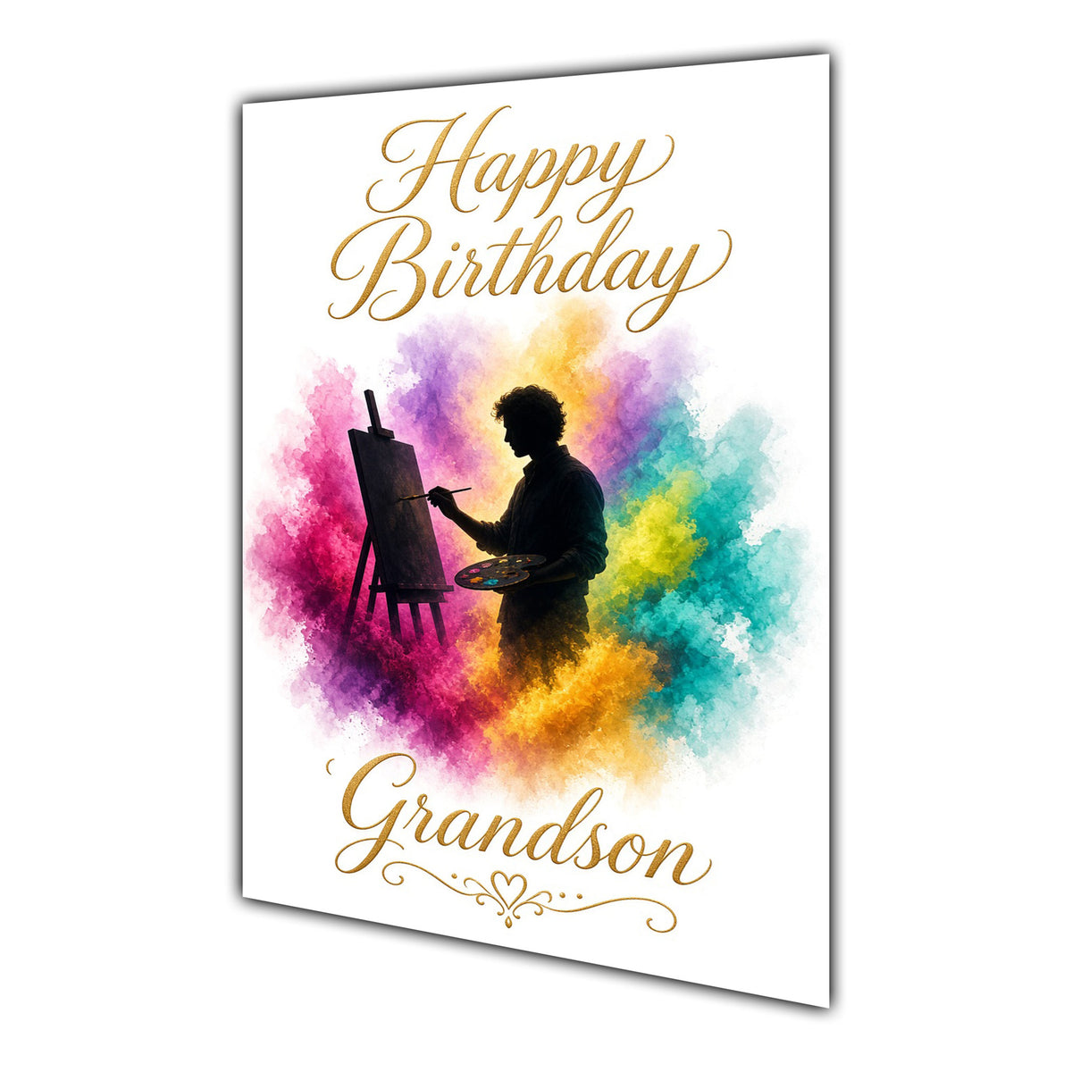 Happy Birthday Grandson Art Colour Splash Greeting Card A5
