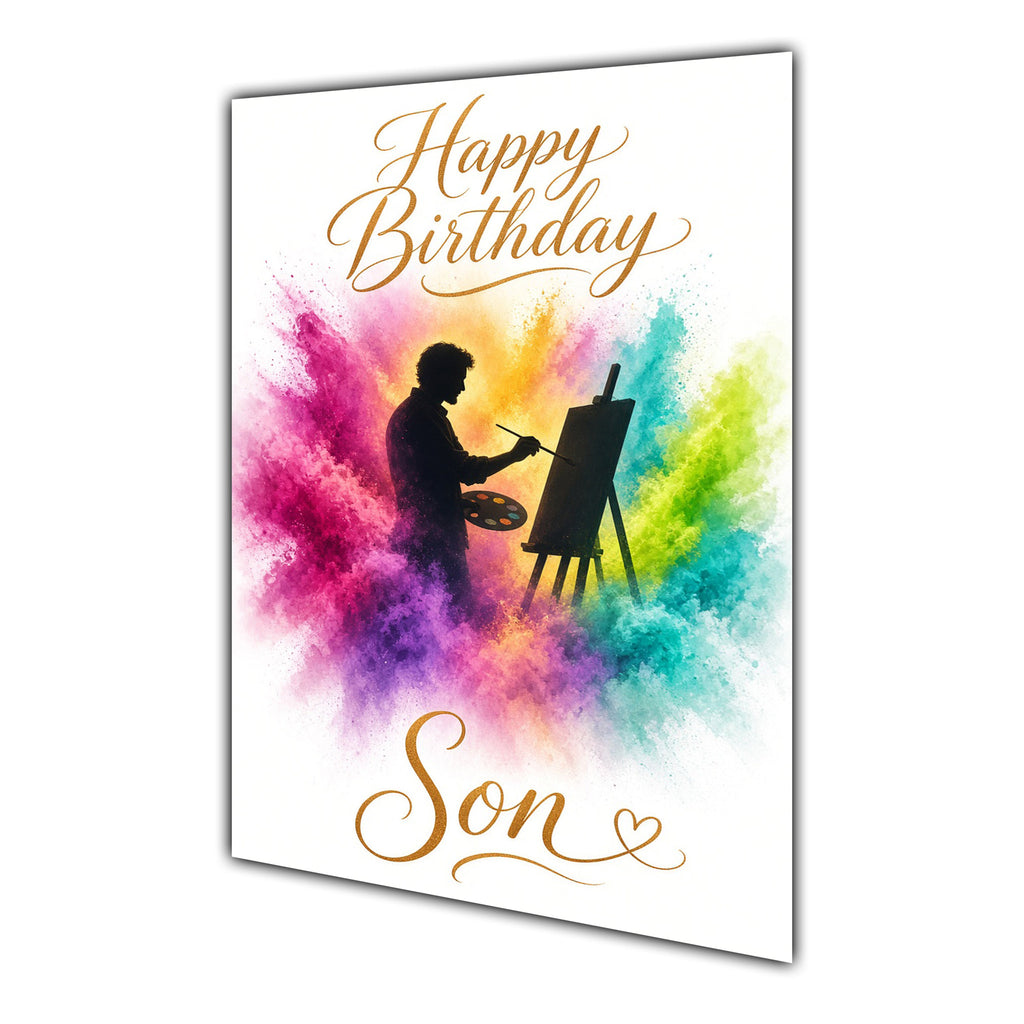 Happy Birthday Son Art Colour Splash Greeting Card A5