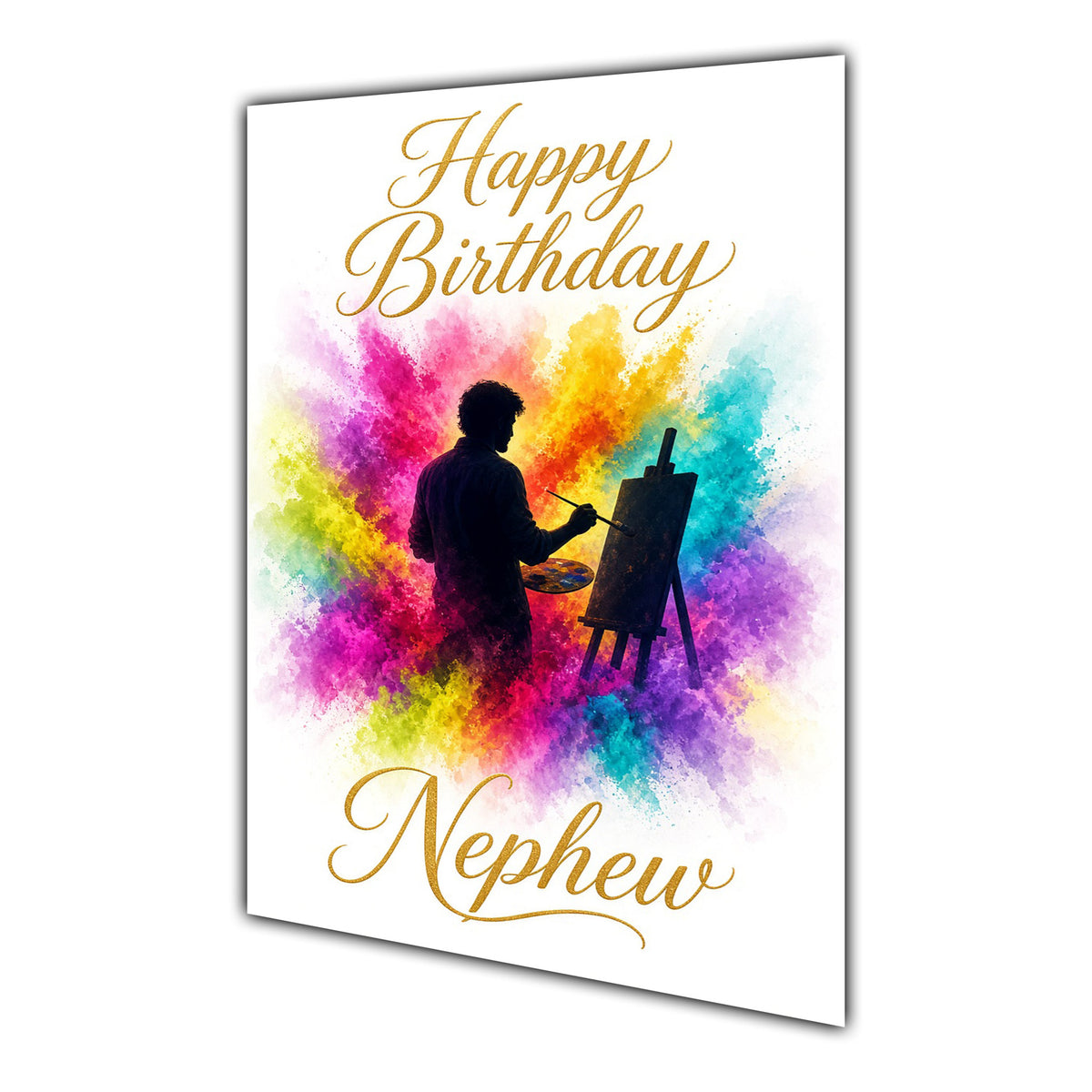 Happy Birthday Nephew Art Artist Painting Colour Splash Greeting Card A5