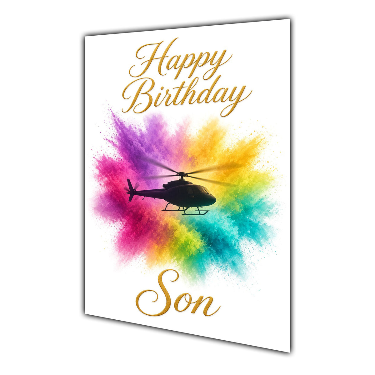 Happy Birthday Son Helicopter Colour Splash Greeting Card A5