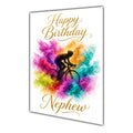 Happy Birthday Nephew Cycling Racing Bike Colour Splash Greeting Card A5