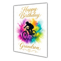 Happy Birthday Grandson BMX Colour Splash Greeting Card A5