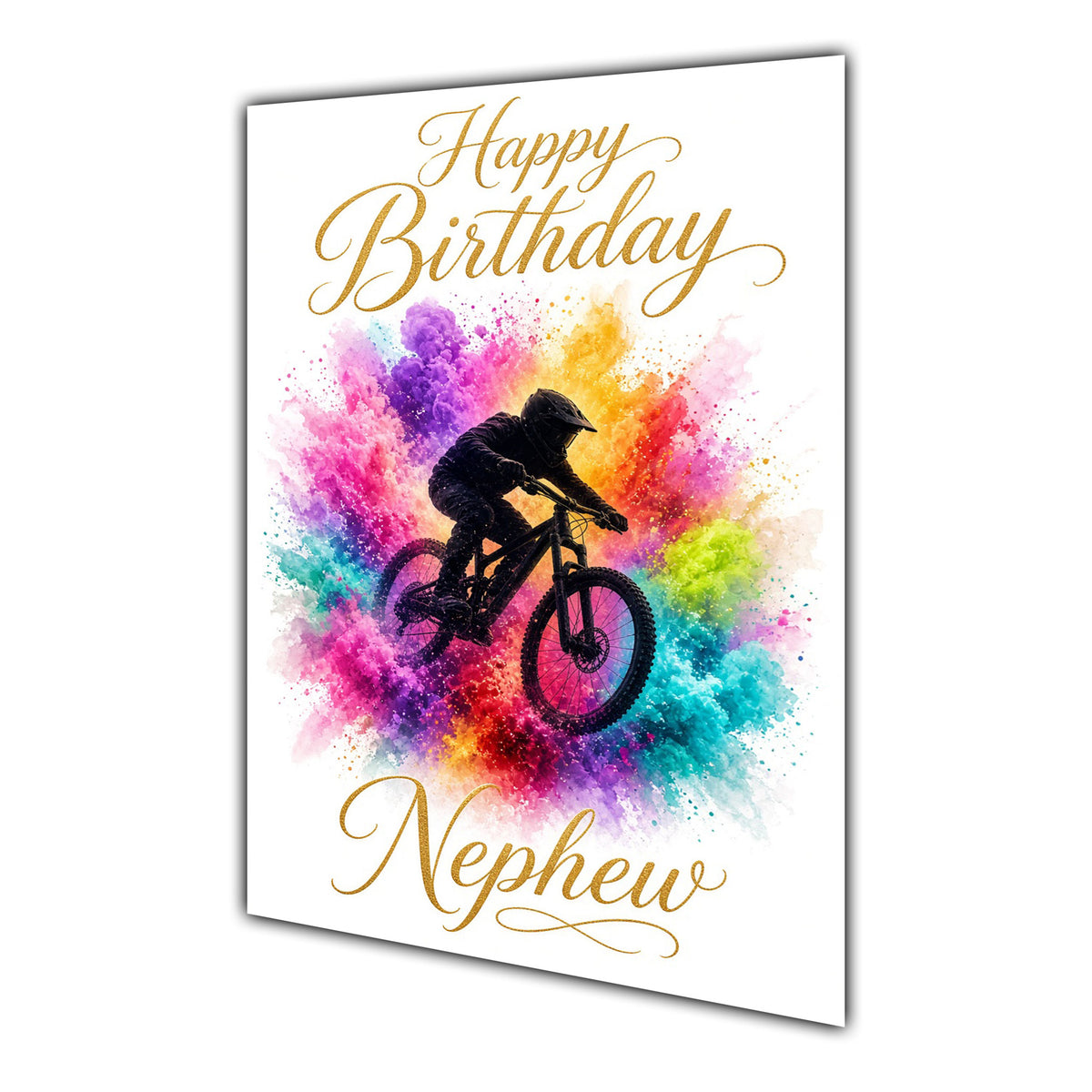 Happy Birthday Nephew BMX Colour Splash Greeting Card A5