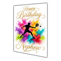Happy Birthday Nephew Football Colour Splash Greeting Card A5
