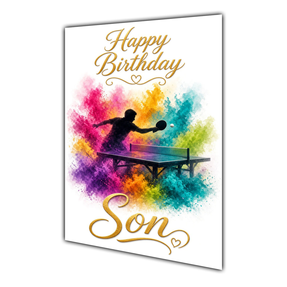 Happy Birthday Son Table Tennis Ping Pong Colour Splash Greeting Card A5