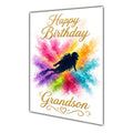 Grandson Birthday Card - Scuba Diving and Rainbow Colour Splash