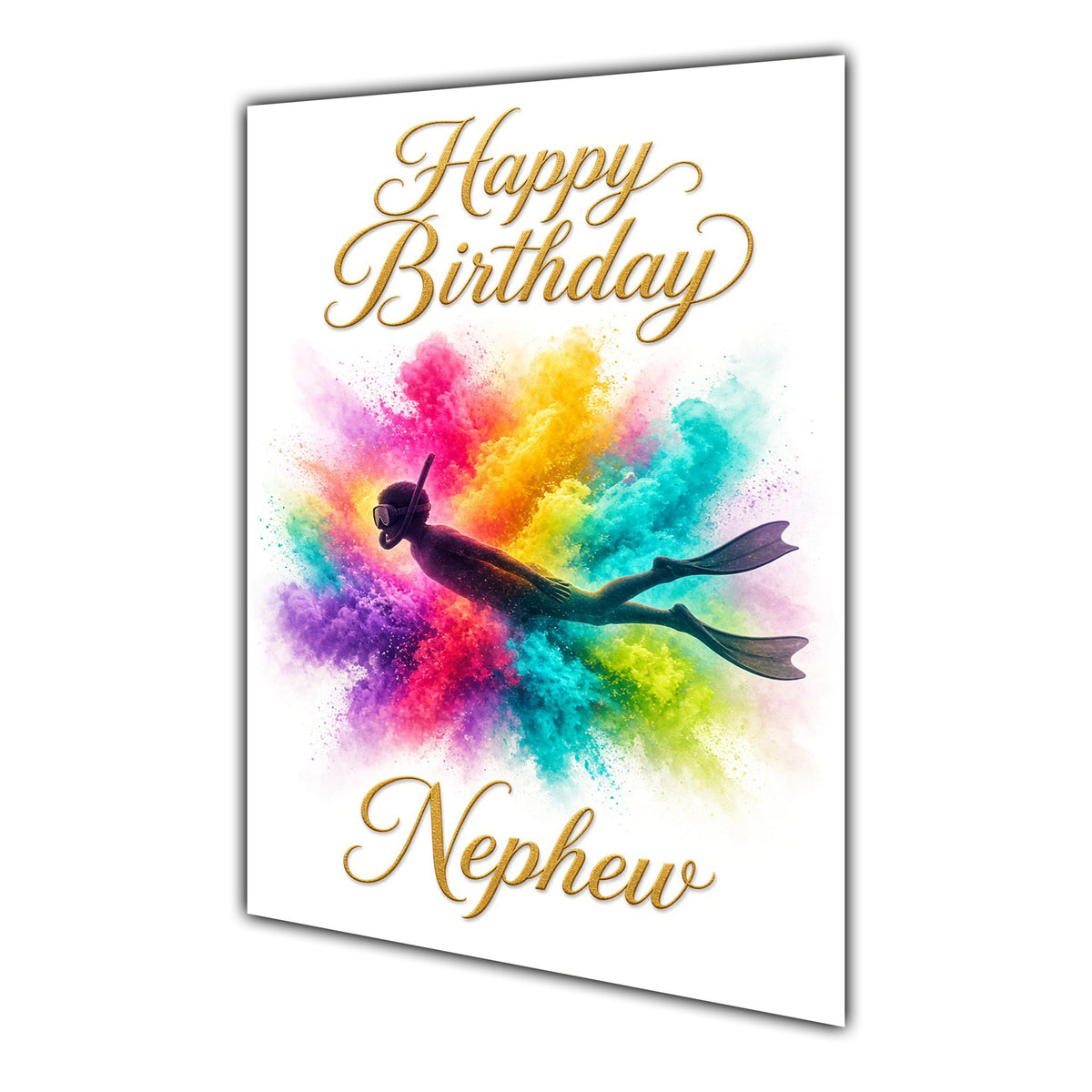Nephew Birthday Card - Snorkelling and Rainbow Colour Splash