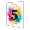 Son 5th Birthday Card - Rainbow Colour Splash Number