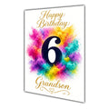 Grandson 6th Birthday Card - Rainbow Colour Splash Number