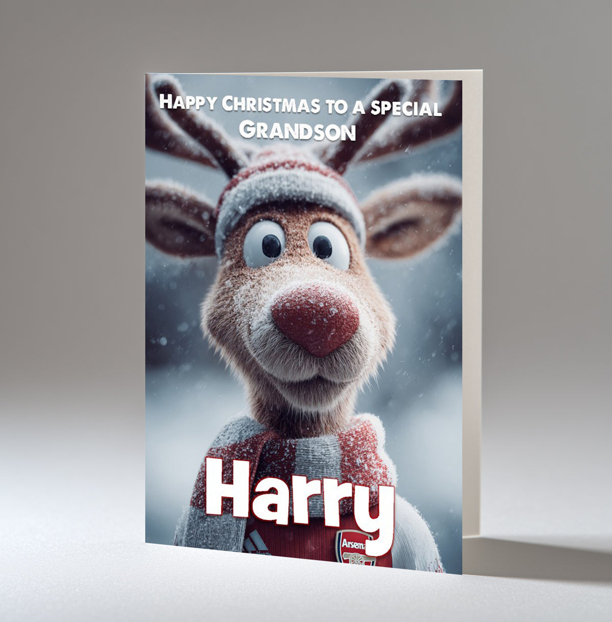 Personalised Christmas Card - Smiling Reindeer