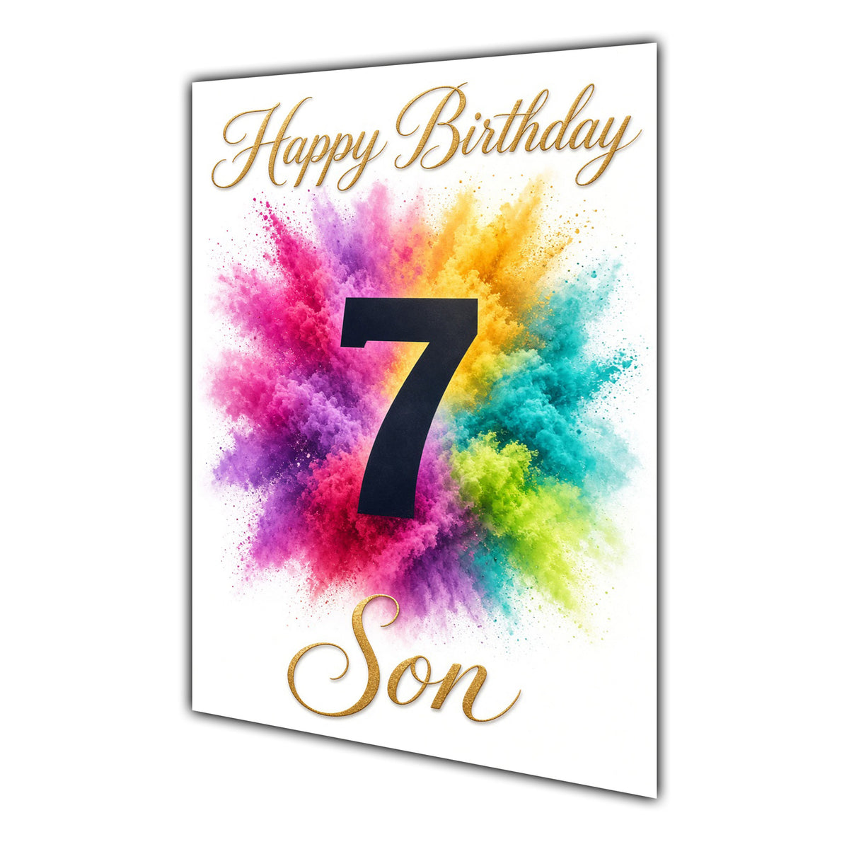 Happy 7th Birthday Son Colour Splash Greeting Card A5