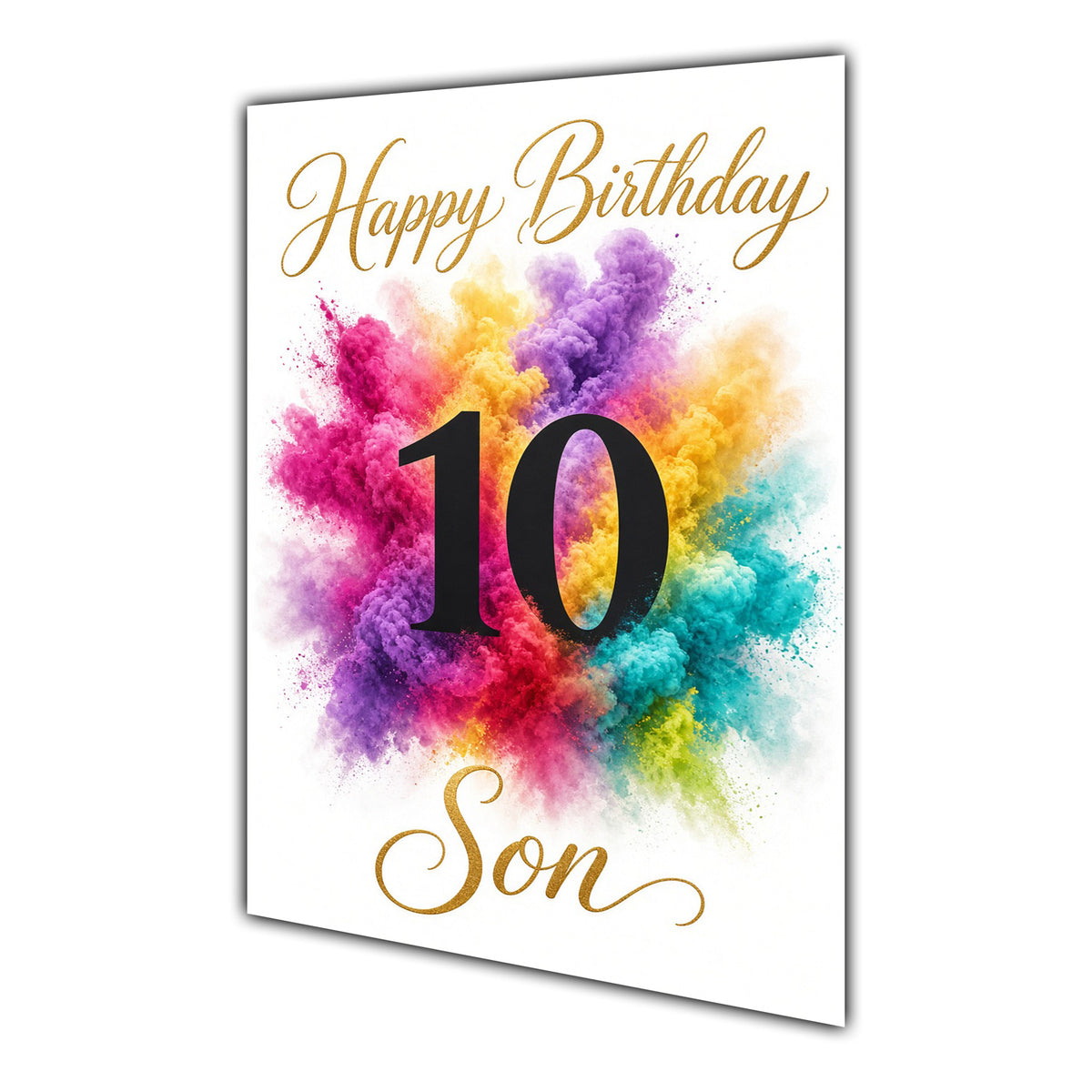 Happy 10th Birthday Son Colour Splash Greeting Card A5