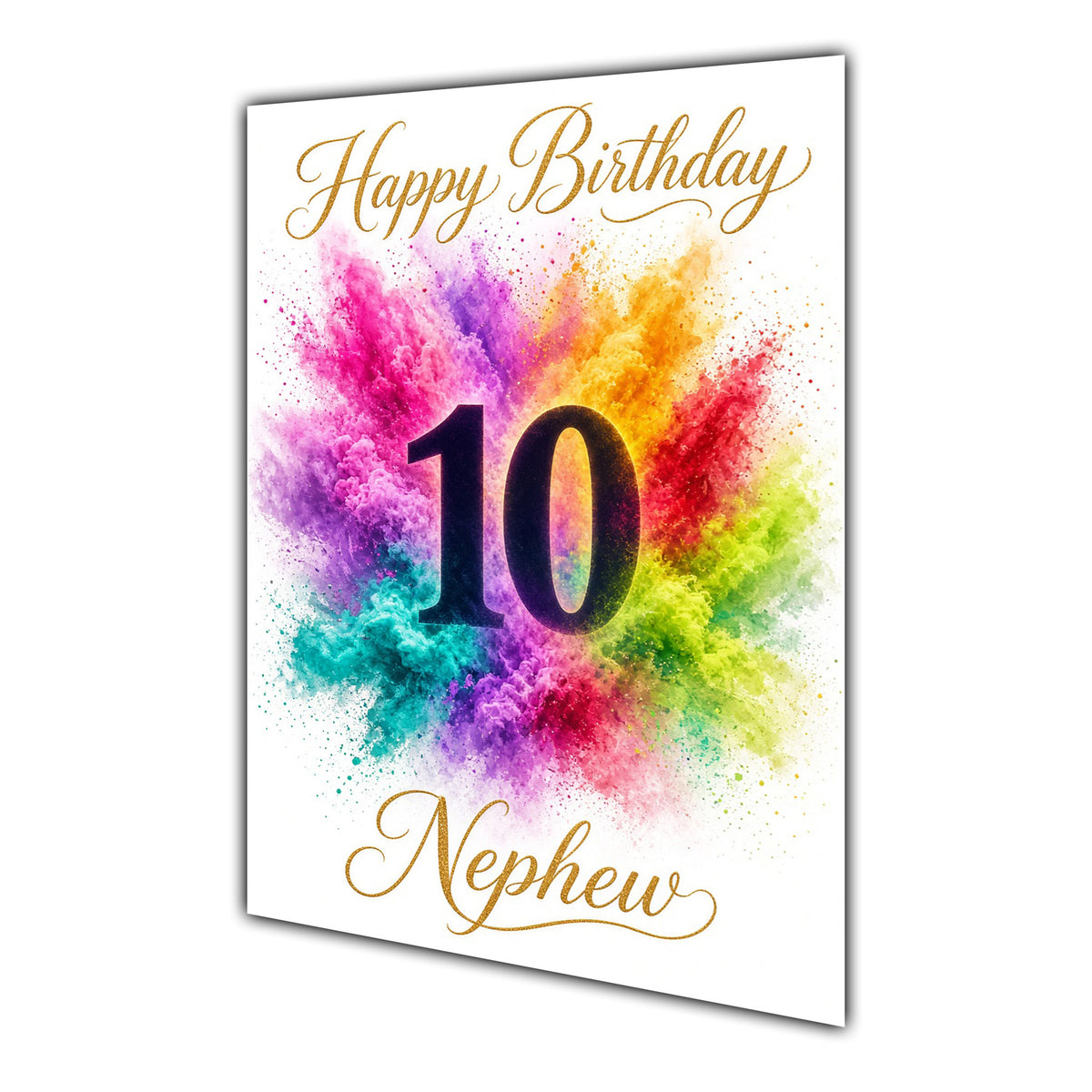 Happy 10th Birthday Nephew Colour Splash Greeting Card A5