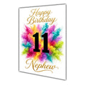 Happy 11th Birthday Nephew Colour Splash Greeting Card A5