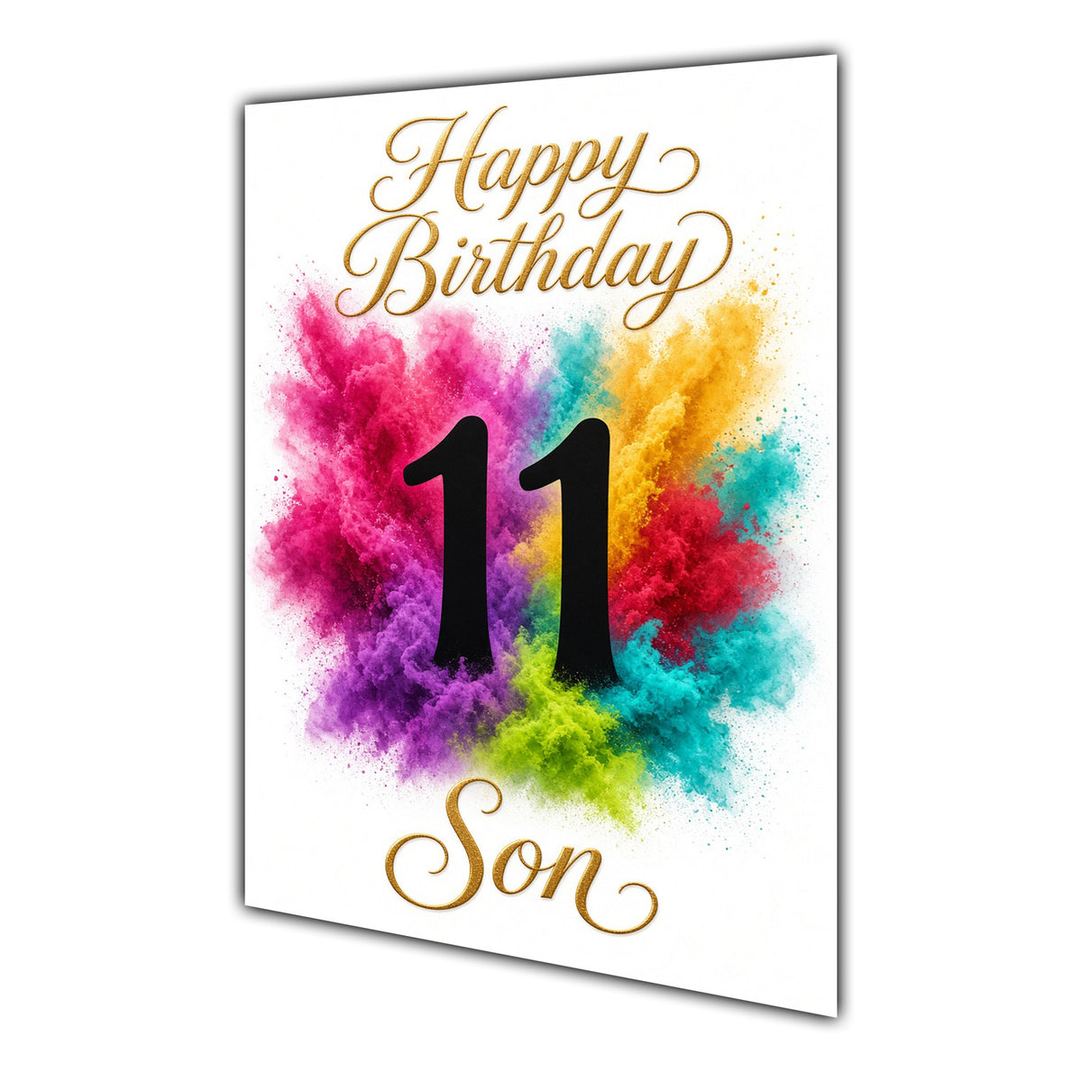 Happy 11th Birthday Son Colour Splash Greeting Card A5