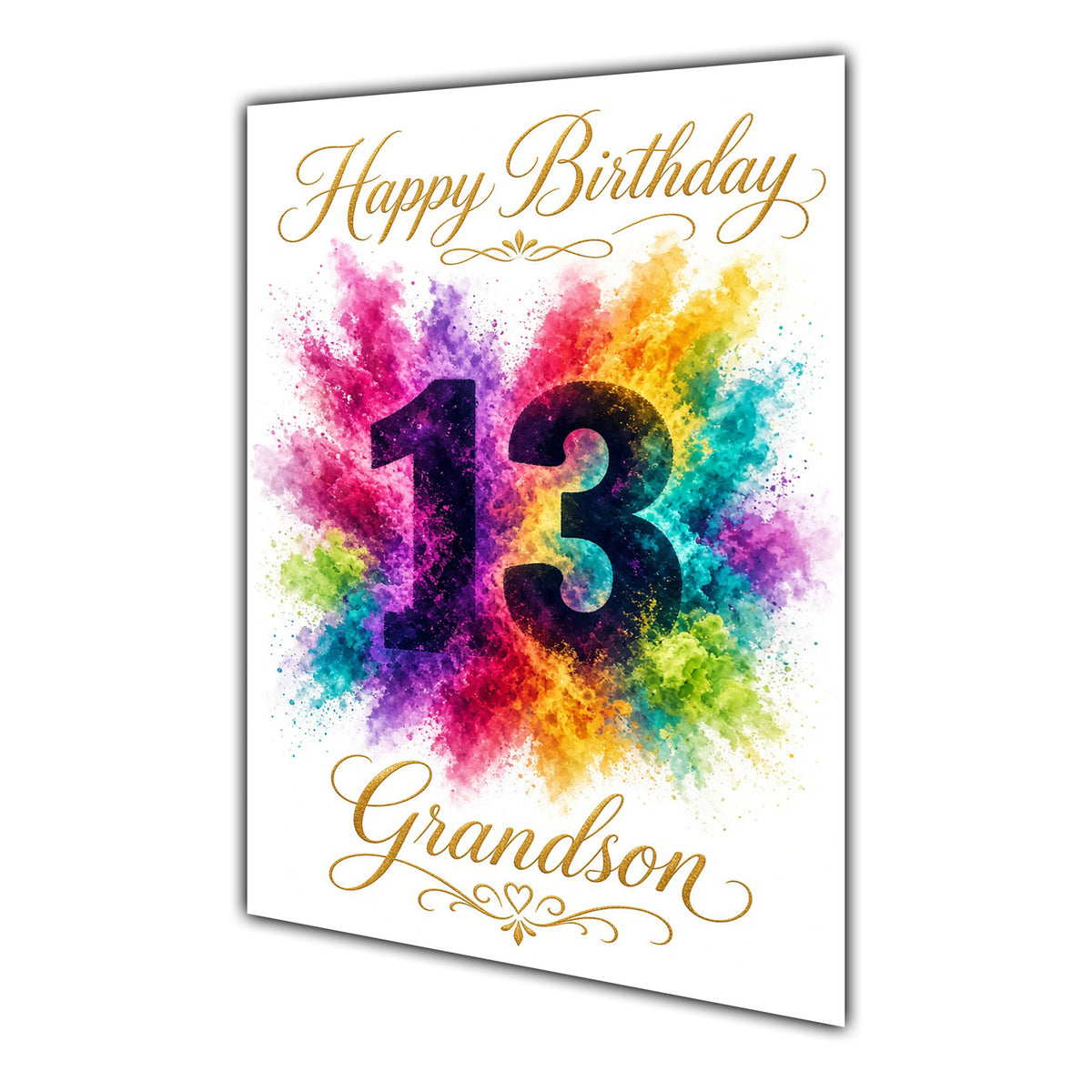Happy 13th Birthday Grandson Colour Splash Greeting Card A5