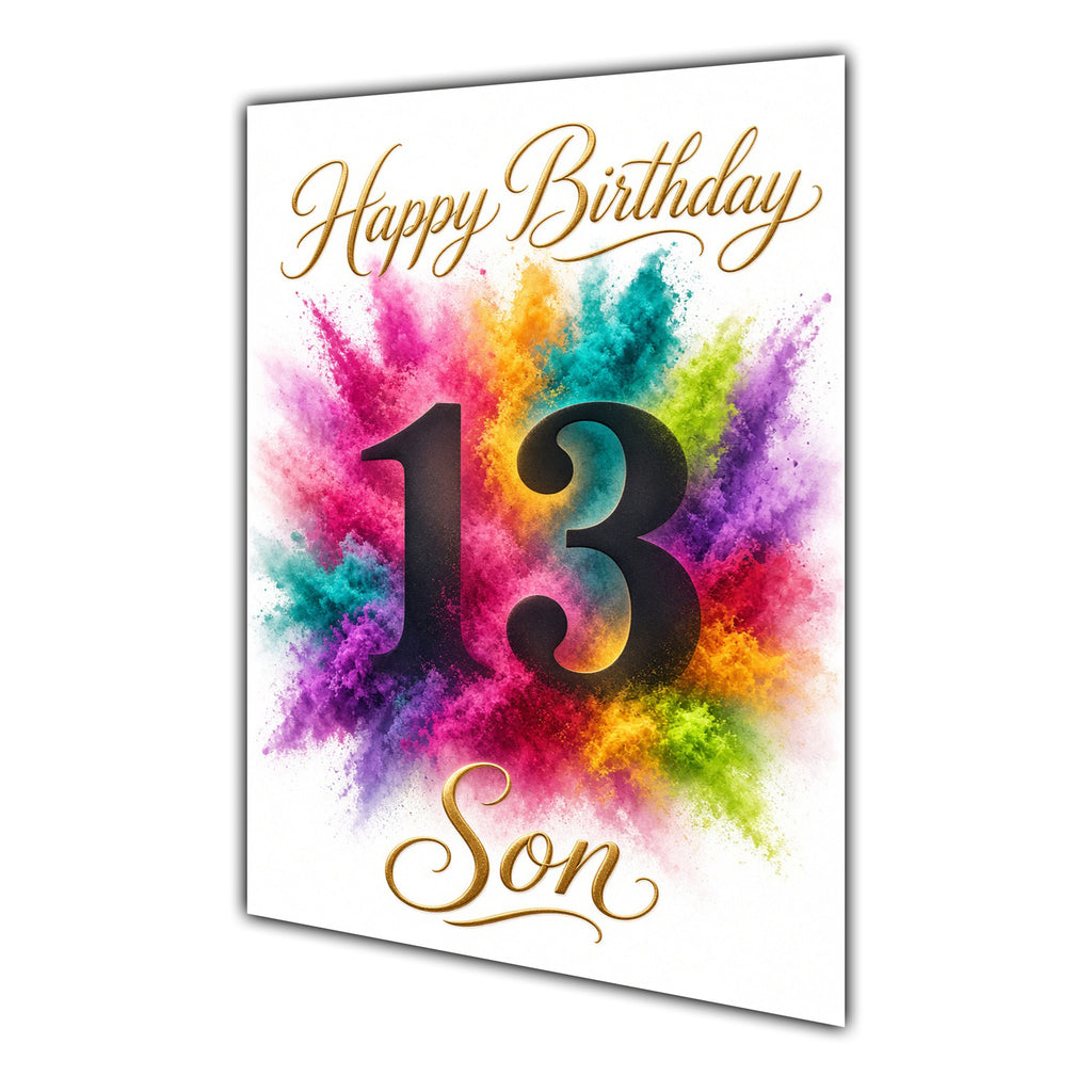 Happy 13th Birthday Son Colour Splash Greeting Card A5