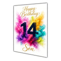 Happy 14th Birthday Son Colour Splash Greeting Card A5