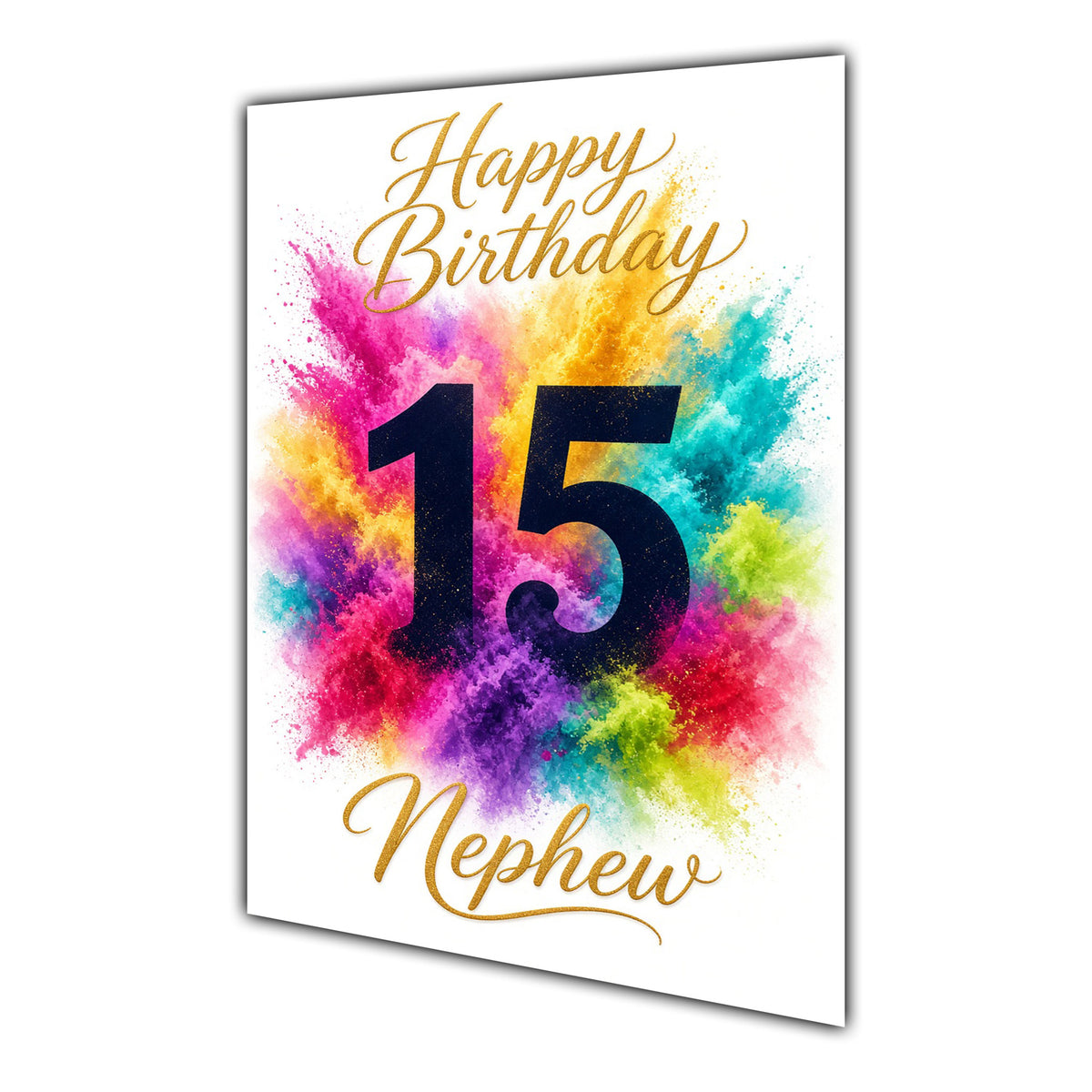 Happy 15th Birthday Nephew Colour Splash Greeting Card A5