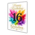 Happy 16th Birthday Grandson Colour Splash Greeting Card A5