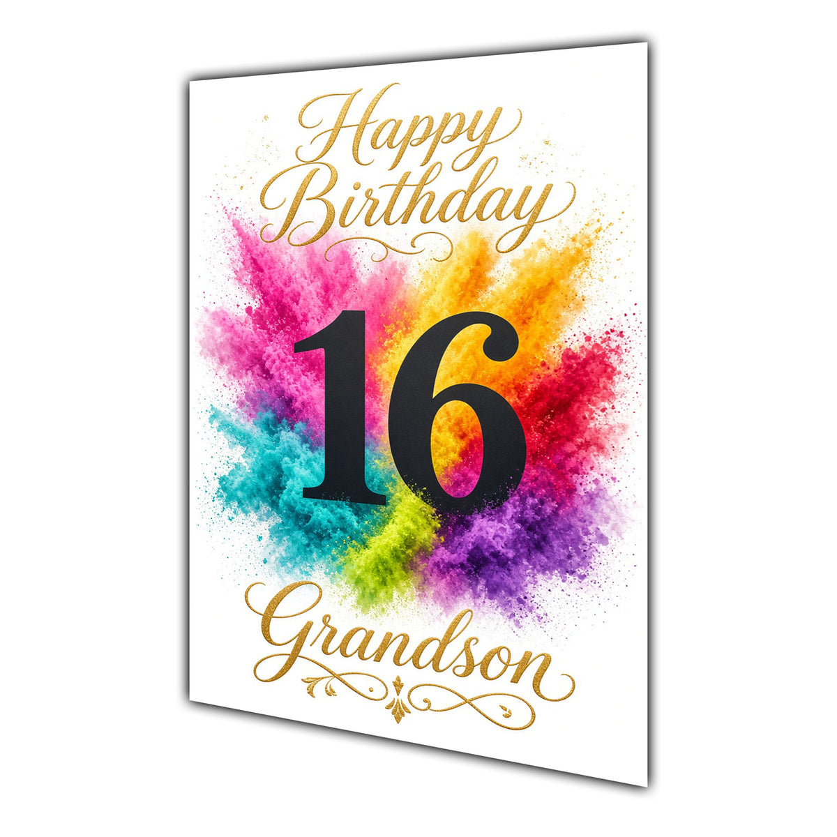 Happy 16th Birthday Grandson Colour Splash Greeting Card A5
