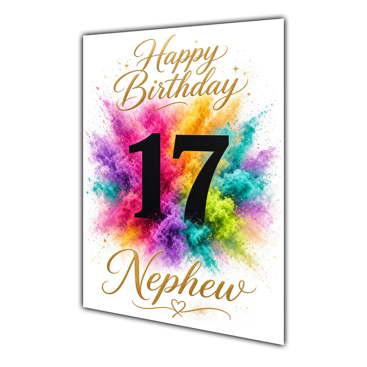 Happy 17th Birthday Nephew Colour Splash Greeting Card A5