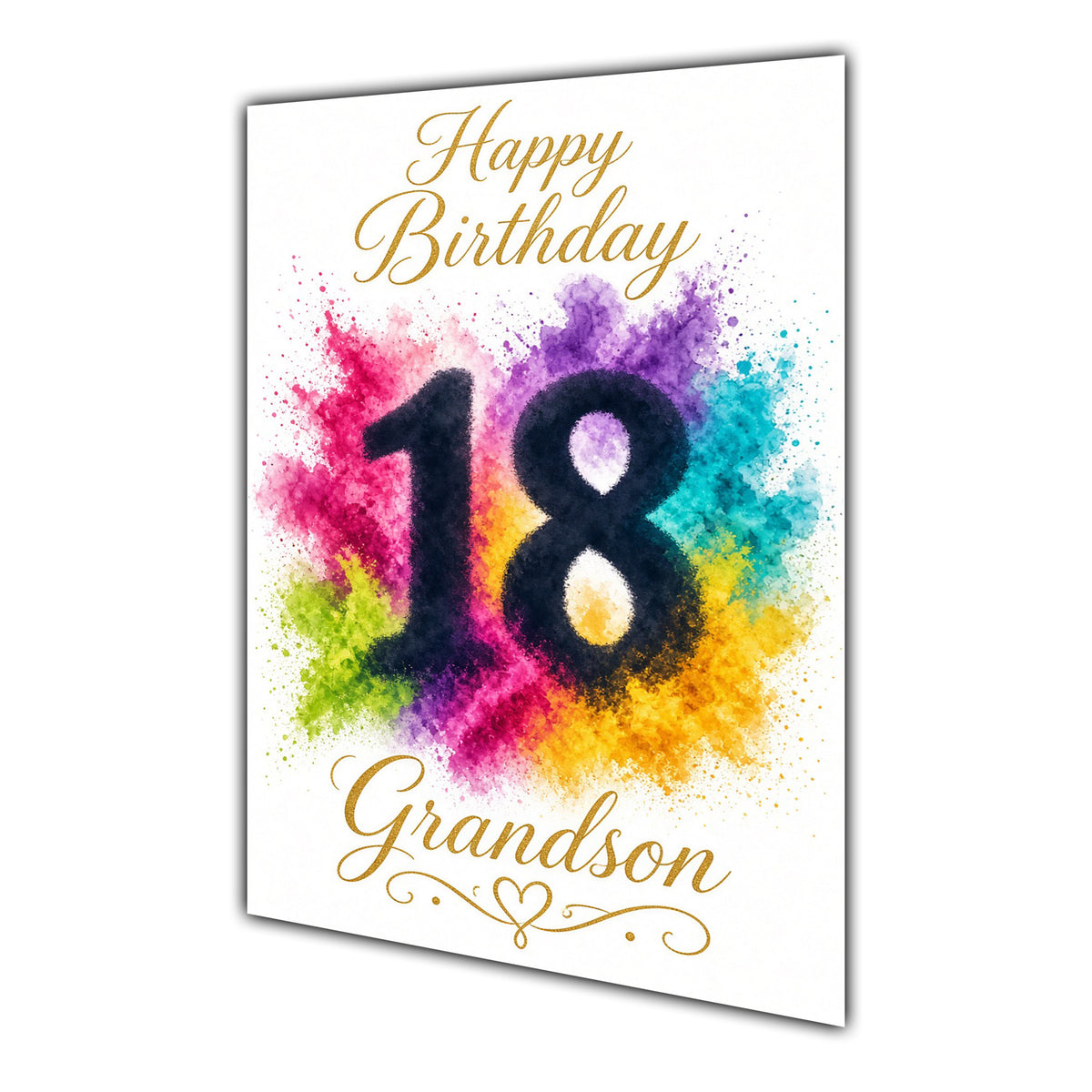 Happy 18th Birthday Grandson Colour Splash Greeting Card A5