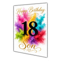 Happy 18th Birthday Son Colour Splash Greeting Card A5