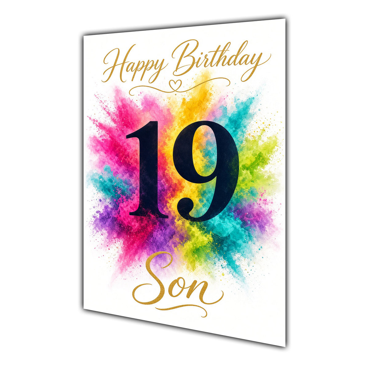 Happy 19th Birthday Son Colour Splash Greeting Card A5