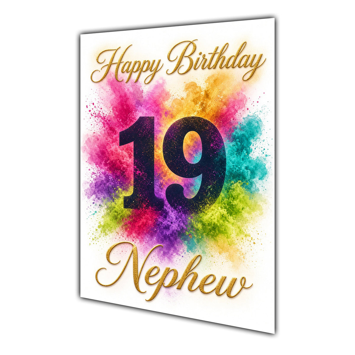 Happy 19th Birthday Nephew Colour Splash Greeting Card A5