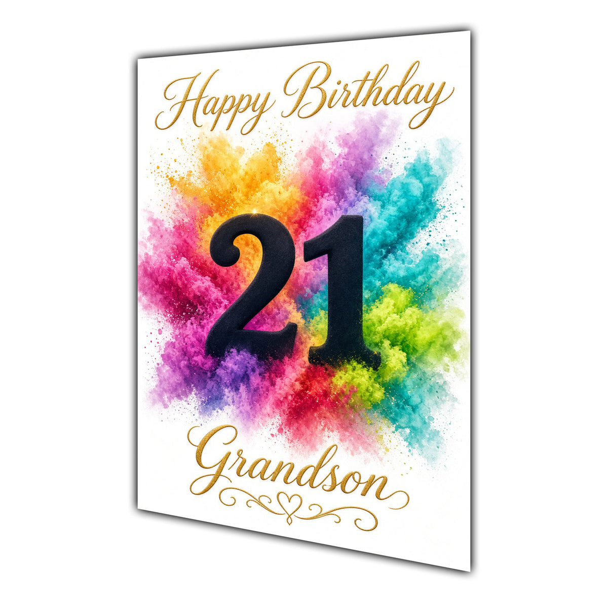Happy 21st Birthday Grandson Colour Splash Greeting Card A5