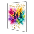 Happy 30th Birthday Son Colour Splash Greeting Card A5